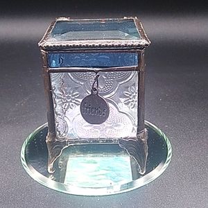 Beveled/Pressed Glass Keepsake Box with Latch Door/Stained Glass